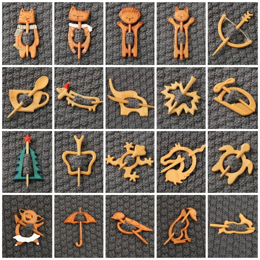 مظلة الرقص أصبع بروش خشبي مابل ليف الأرنب الحيوان سترة دبوس شجرة عيد الميلاد القلب كوب كيتي وشاح مشبك الطرف #5