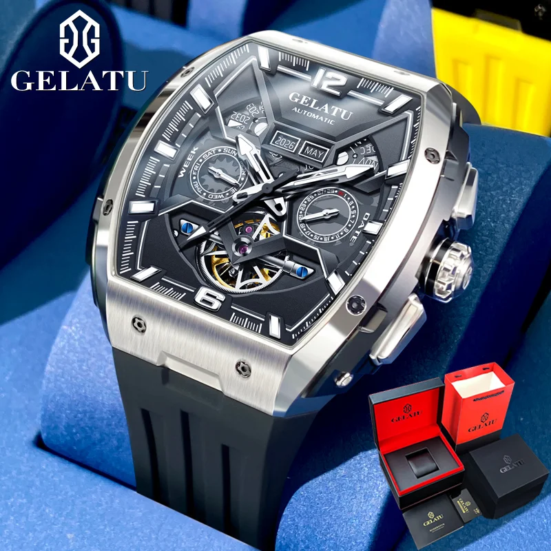 

GELATU 6013 Top Genuine Men's Automatic Mechanical Watch Original Multifunctional Tourbillon Sapphire Mirror Sport Men's Watch