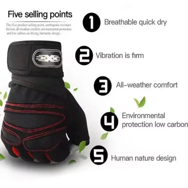 Fitness Half Finger Gloves Men And Women Wrist Guard Sports Dumbbell Riding Non Slip Horizontal Bar Exercise Training image 5