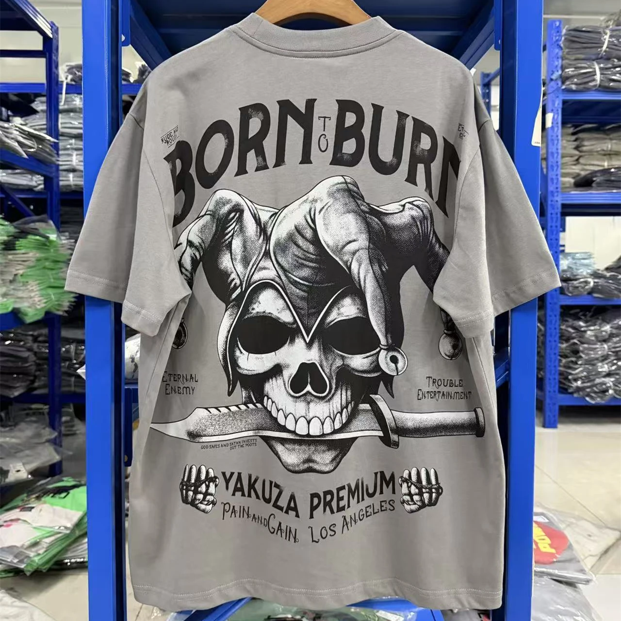 Vintage Yakuza Premium 26SS Pánské triko Clown Skull Print T Shirt For Men Women Best Quality Tee Tops T-Shirt