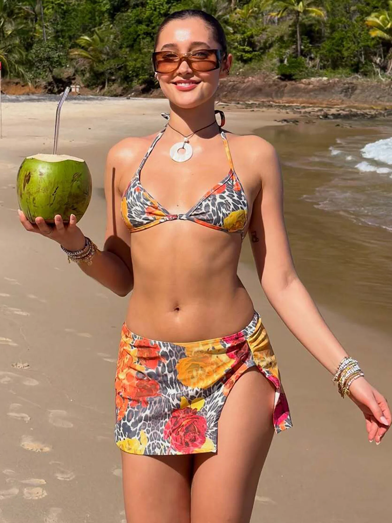 Hugcitar Polka Dot Print 3 Pie - Swimsuit Bikini Ruched ulasan dan harga