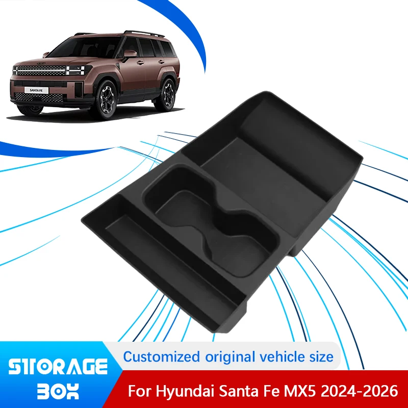 

For Hyundai Santa Fe MX5 Accessories 2024 2025 2026 Indoor Storage Box Under Central Control Holder Interior Auto Accessories