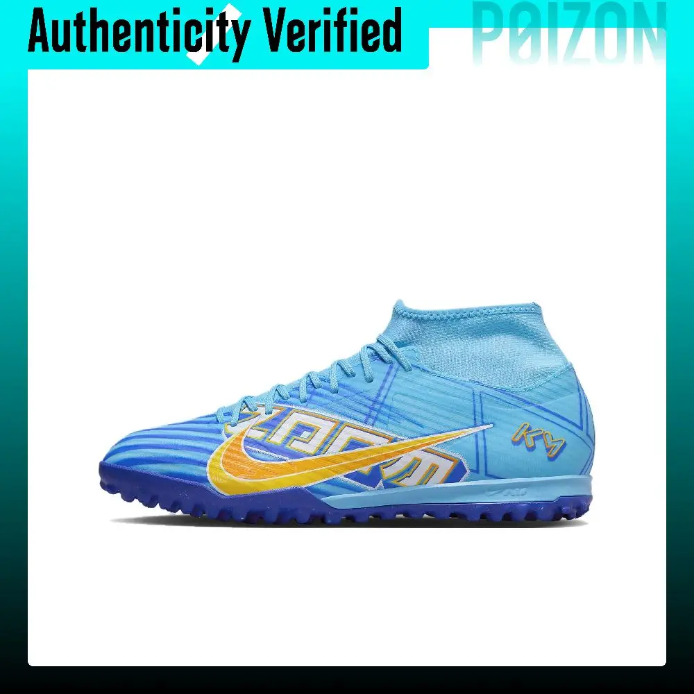 Nike Mercurial Superfly 9 Comfortable Round Toe TF Turf Pu Soccer Shoes Men's Blue DO9347-400