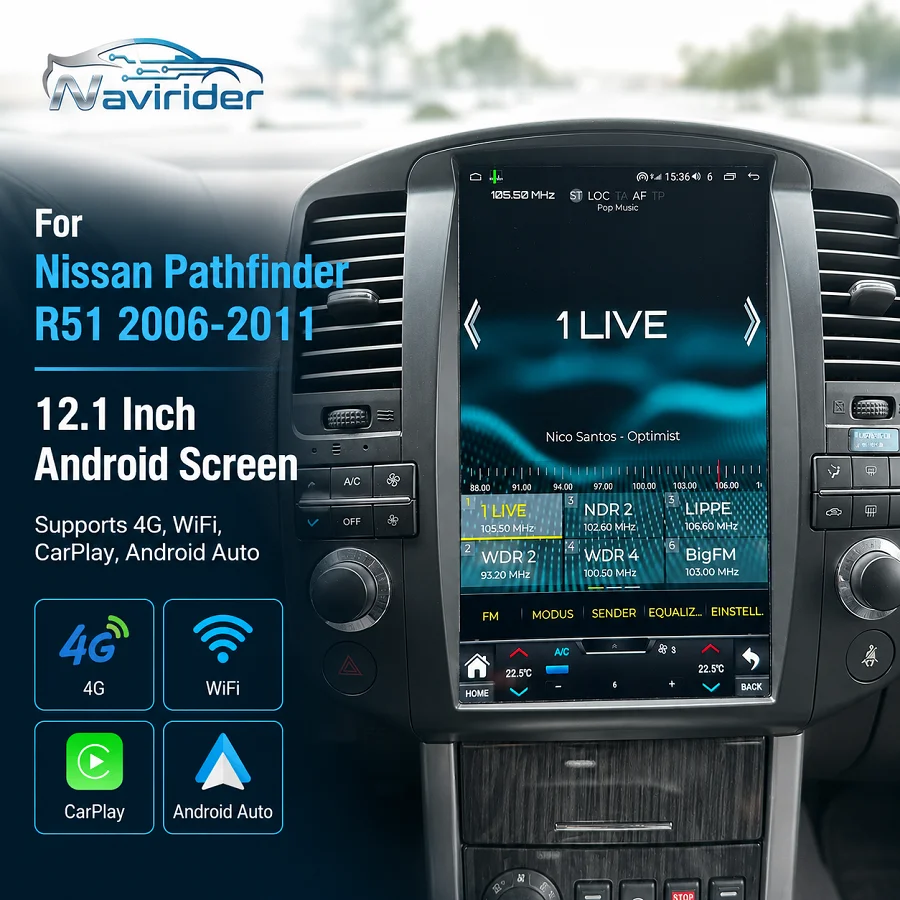 

N 12.1 Inch Touch Screen Android 15 Car Stereo DSP CarPlay Navi Multimedia Player Head Unit For Nissan Pathfinder R51 2006-2011