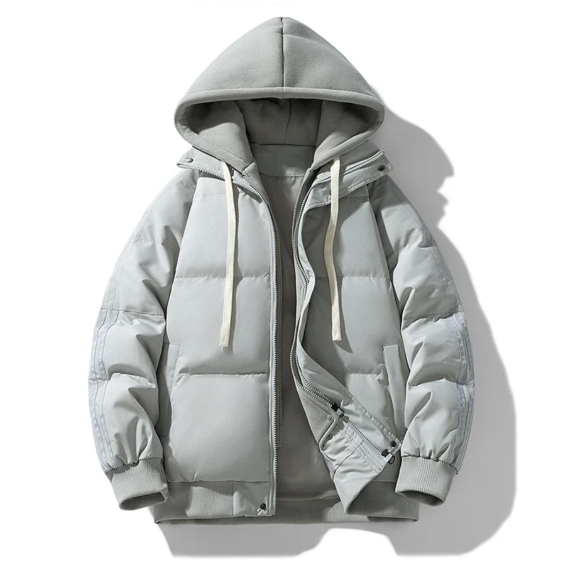 

Two Hooded Cotton-padded Jackets for Men's Winter Fashion Thick Warm Cotton-padded Clothes School-style Couple's Bread Jackets