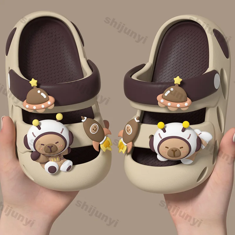 Capybara Summer Children's EVA Sandals Anti Slip Breathable Anti-collision Beach Shoes for Boys Girls Cartoon House Slippers