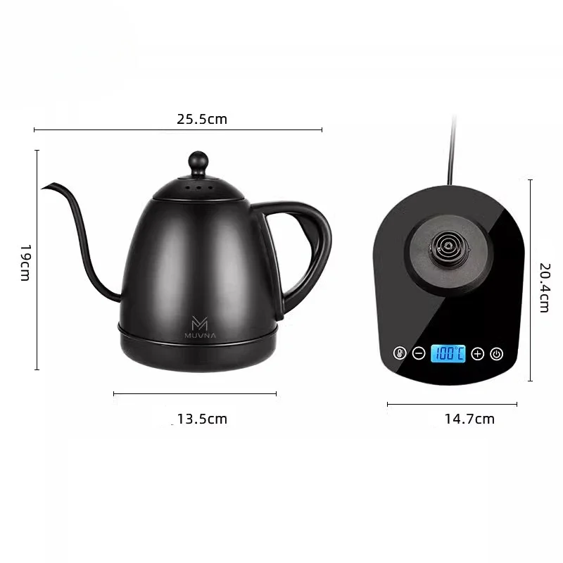 

Drip coffee kettle, hand prepared bread, goose neck, electric coffee kettle with control