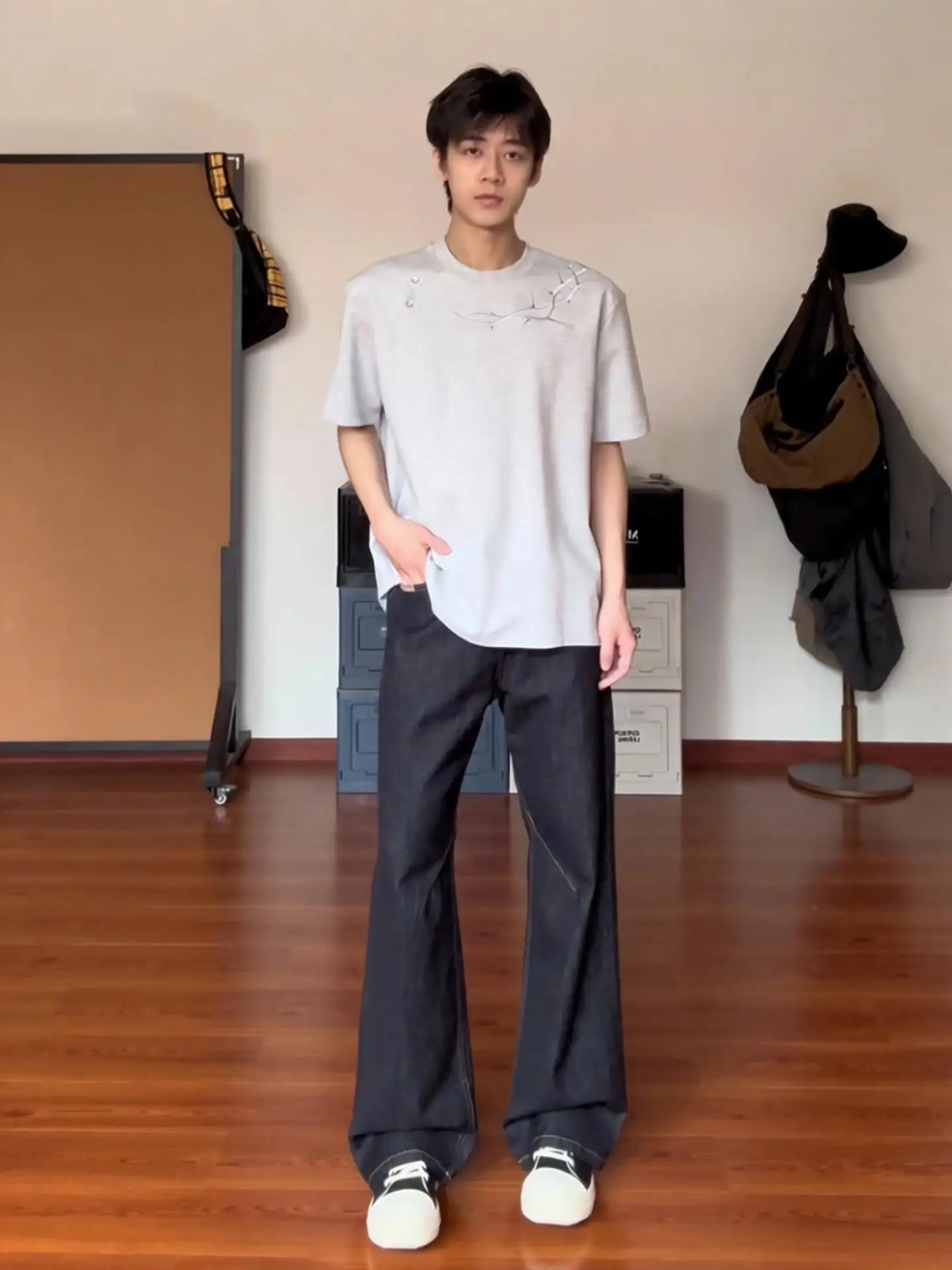 

Мужские джинсы в стиле ретро, американские, широкие, свободные, прямые, слегка расклешенные, темно-синие, из натурального денима, весенние, премиум-класса