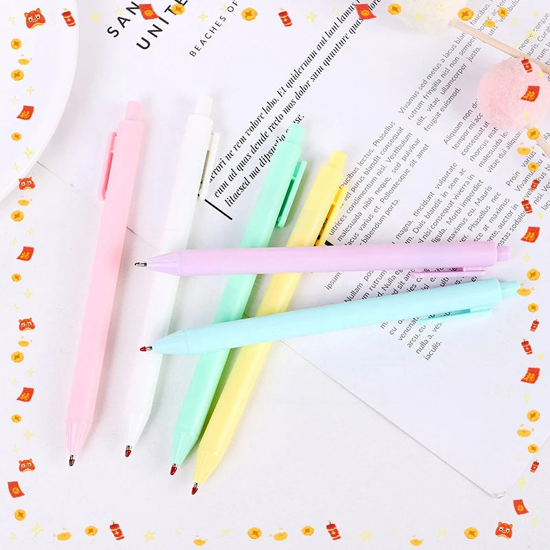 24 Pcs Creative Macaron Press Gel Pens Set 0.5mm Candy Color Small Fresh Simple Student Exam Pen Writing Supplies Back To School