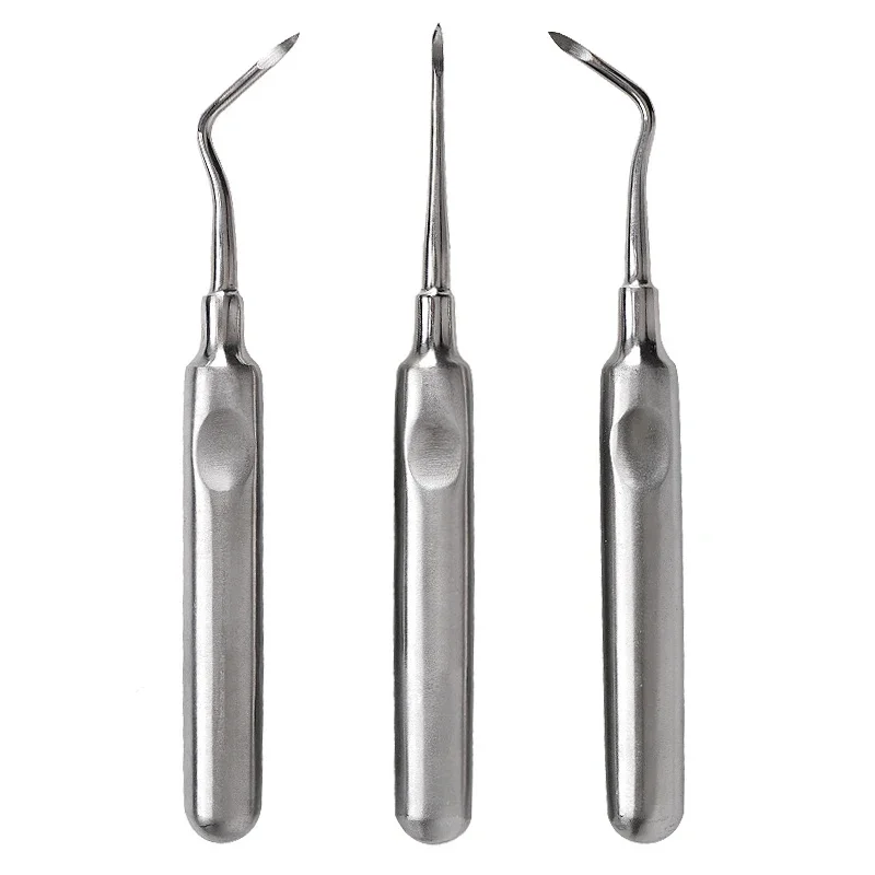 3Pcs Stainless Steel Dental Luxating Lift Elevator Teeth Clareador Curved Root Hexagon Handle Dentist Surgical Instrument Tool