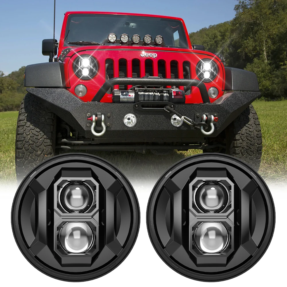 

7inch LED Car Headlights DOT E9 4X4 7" Motorcycle LED Headlamp For Jeep Wrangler tj lj jk Lada Niva Land Rover Hummer H1 H2