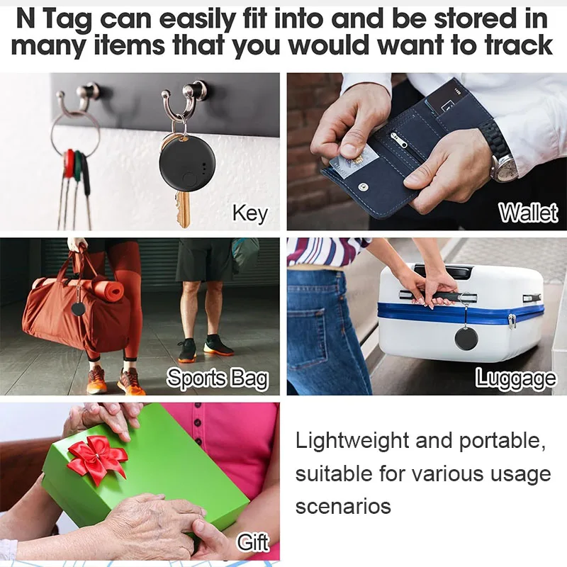 علامة تعقب العلامات الذكية جهاز مكافحة خسر لأجهزة Apple أو Android Find My App Wallet Keys Car Bike Locator Finder Air Tag #6