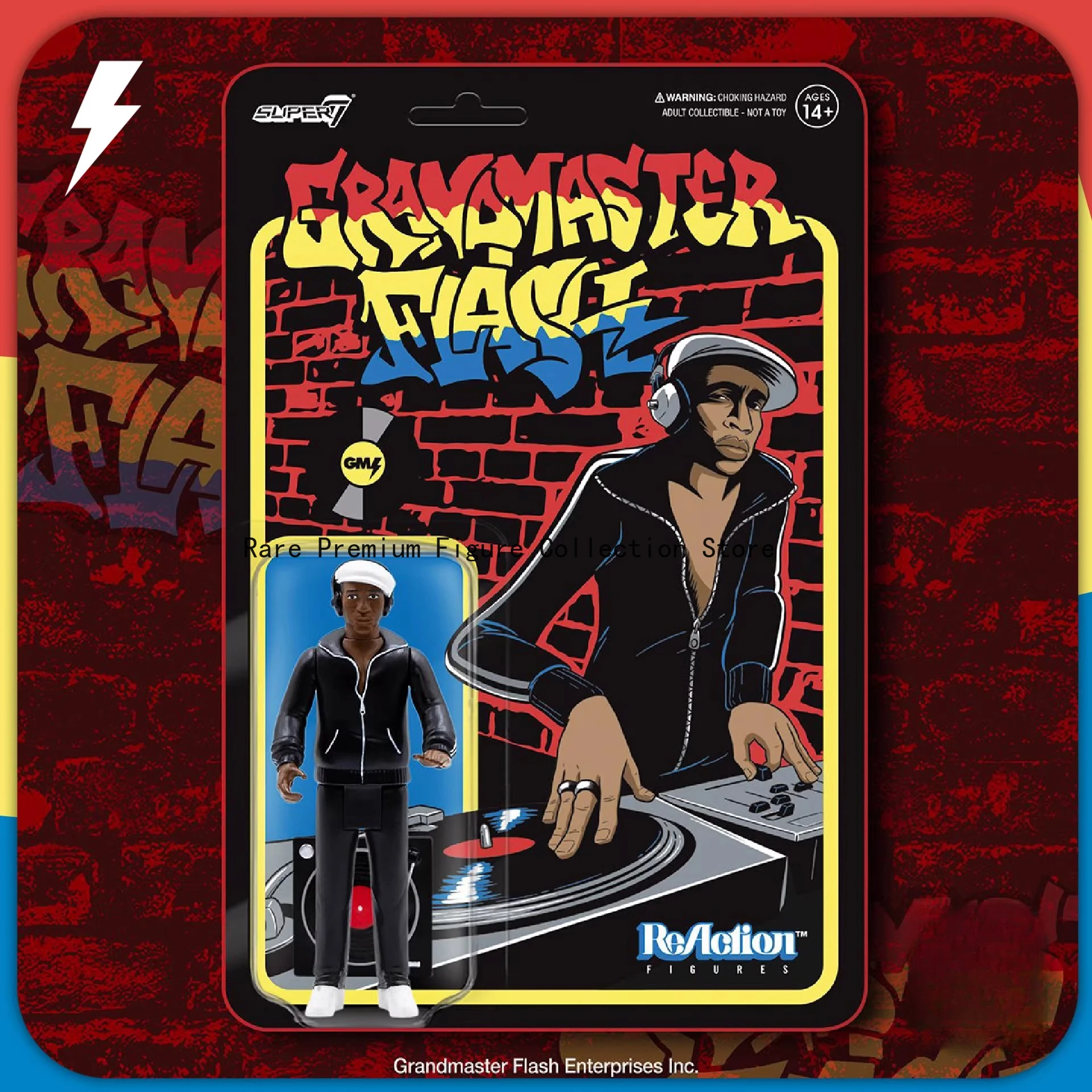

In Stock Super7 Grandmaster Flash ReAction Figure - 3.75" Carded Articulated Hip-Hop Toy with Turntable Accessory for Collectors