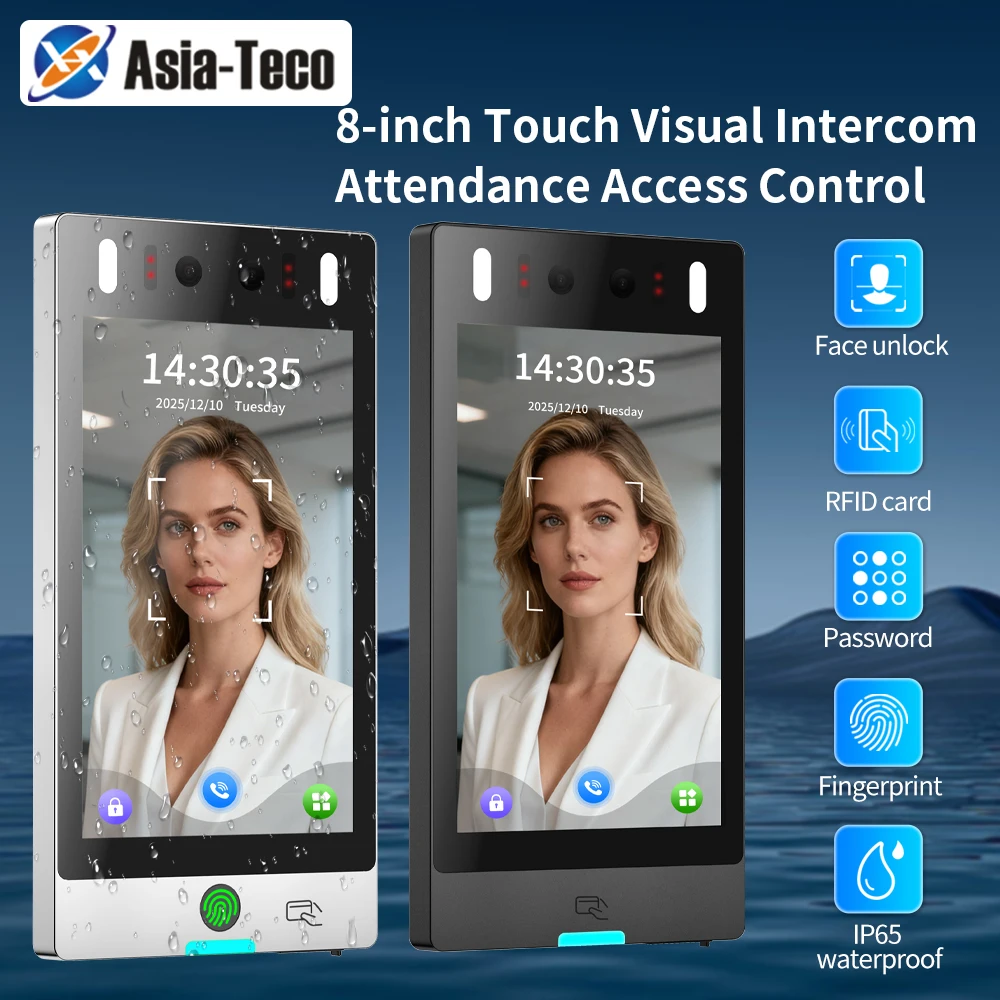Asia Teco 8inch 20000user RFID TCP/IP WIFI Dynamic Face Recognition Access Control Time Attendance Machine Free Cloud Api Ai801