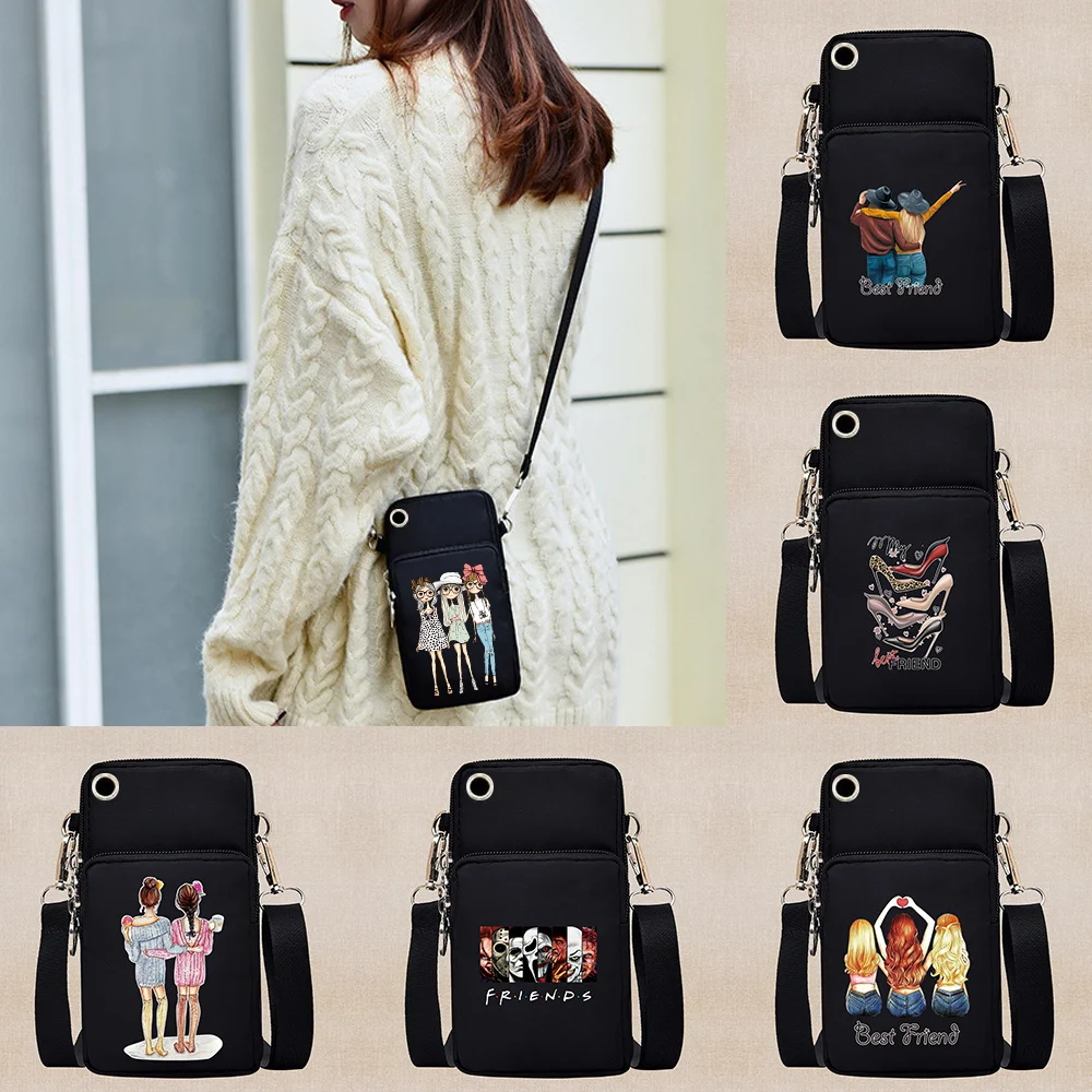 Universal Mobile Phone Bag for xiaomi/iPhone/Huawei Friends Serie Pattern Coin Purse Arm Shoulder Cover Running Sports Bags