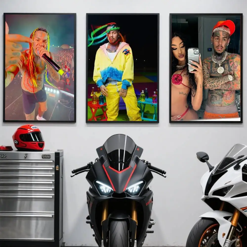 الراب 6-6ix 9-9ine ملصق فني ذاتي اللصق مقاوم للماء ورقة ملصق مقهى بار غرفة جدار ديكور