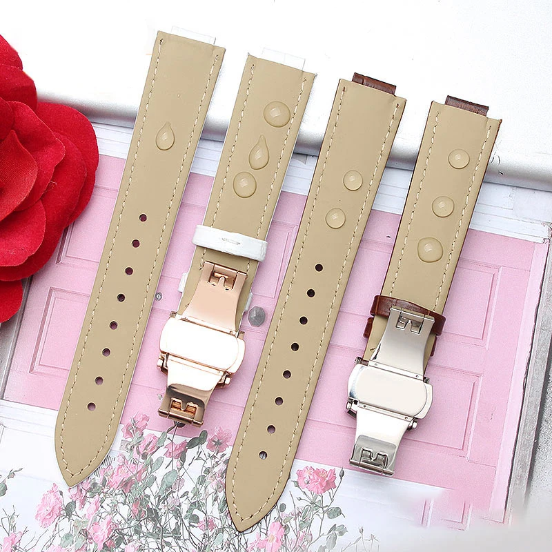 Leather Watch Band For  BALLON BLEU DE CARTIER  Watchstrap Women and Men Watch Convex Joint Bracelet 14mm 16mm18mm 20mm  22mm