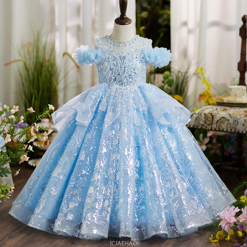 

Luxury Girls Evening Dress Princess Ball Gown Flower Girl Pageant Outfit High End Birthday Party Piano Recital Formal Occasion