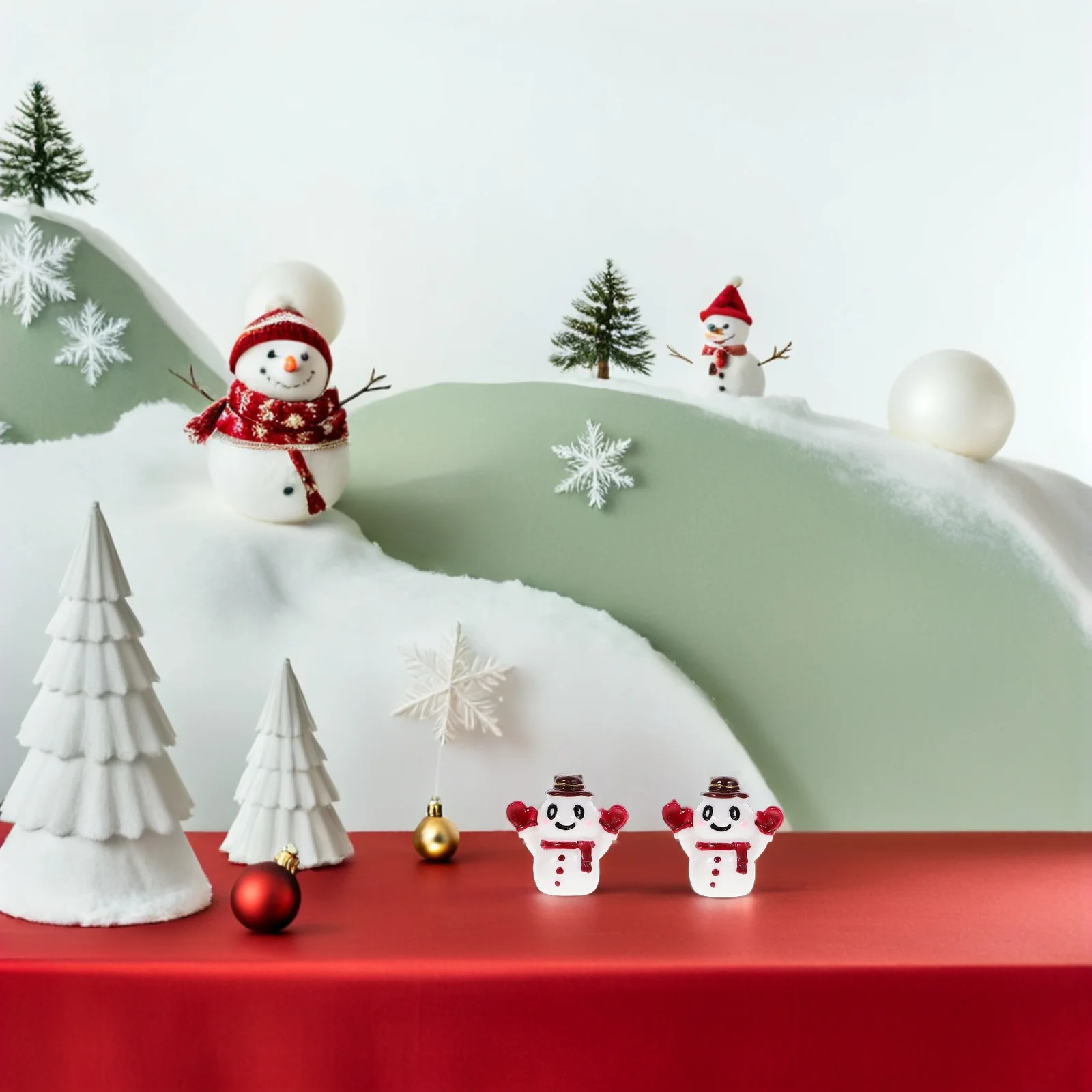 

12pcs Miniature Snowman Figurines Resin Christmas Village Accessories Tiny Snowman Cake Topper Fairy Garden Winter Wonderland