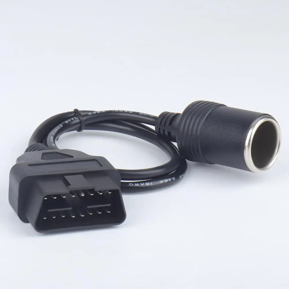 Car Obd2 To Cigarette Lighter Female Connecter Socket Power Cord Cable Plug-Play Vehicle Modified Parts