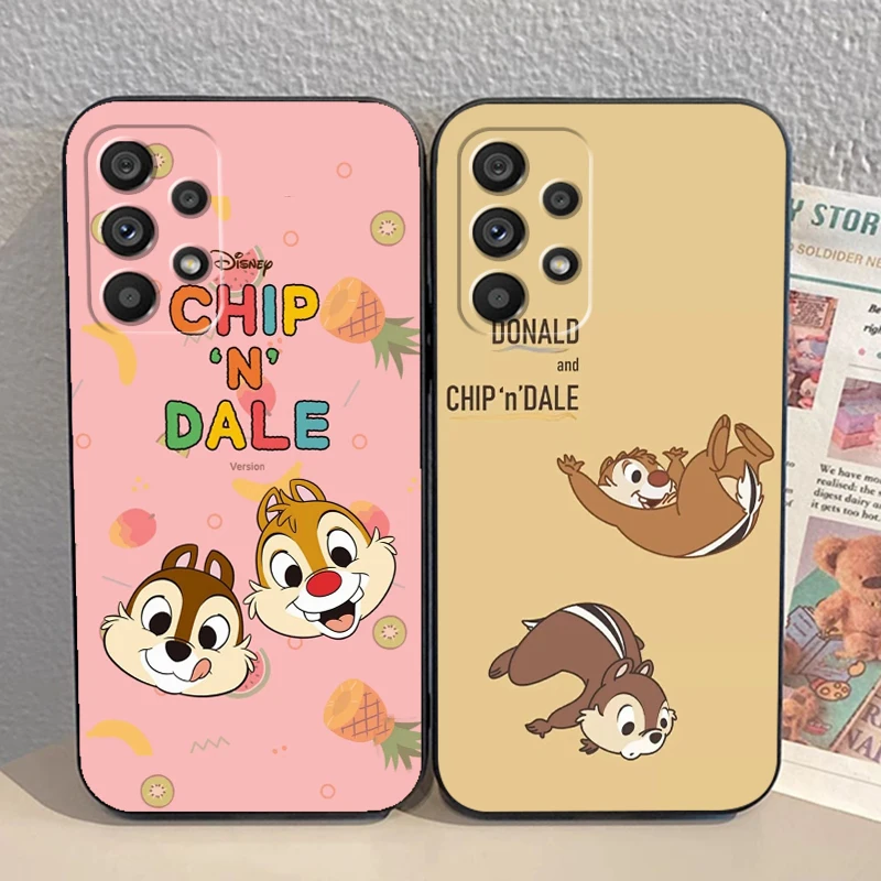 Chip N Dale Disney Cute For Samsung A53 A52 A33 A32 A51 A71 A21S A13 A73 A55 A22 A23 A35 A72 A54 A12 5G Black Funda Phone Case