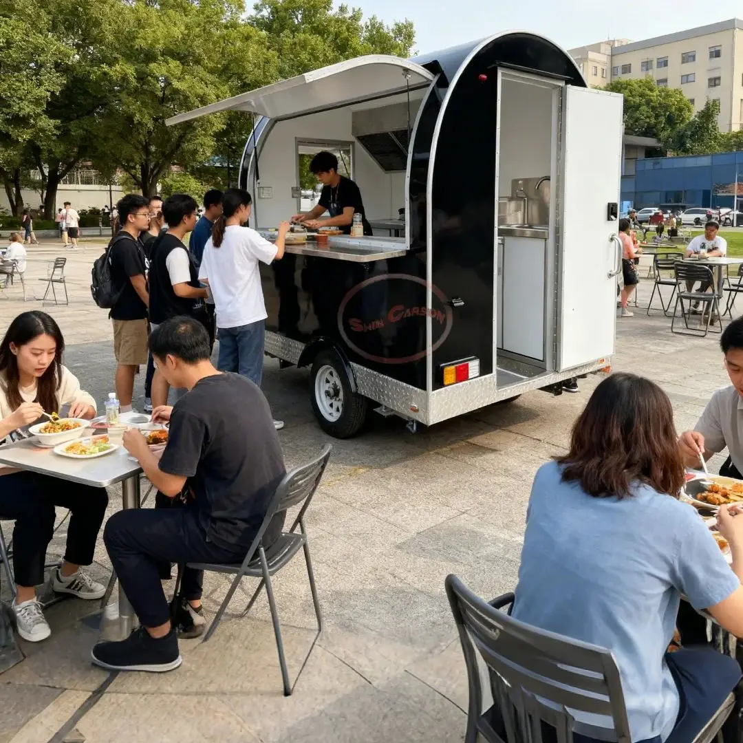 

SLUNG Rose Red Customized Food Trailer Mobile Bar Fast Food Truck Sandwich Cart Coffee Dessert Business Vehicle