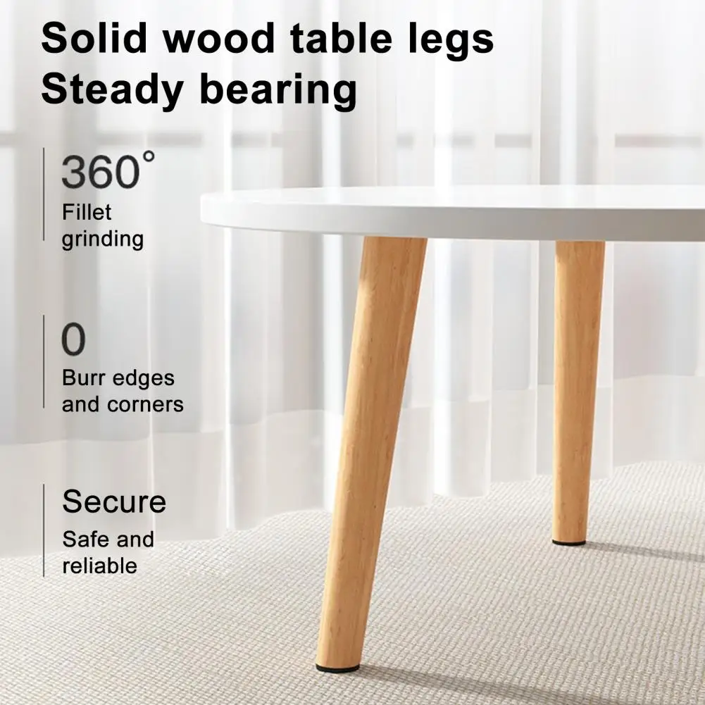 Dining Table with Solid Wood Leg Waterproof Nordic Style 60cm Round Shape Leisure Coffee Table Home Furniture Learning Desk