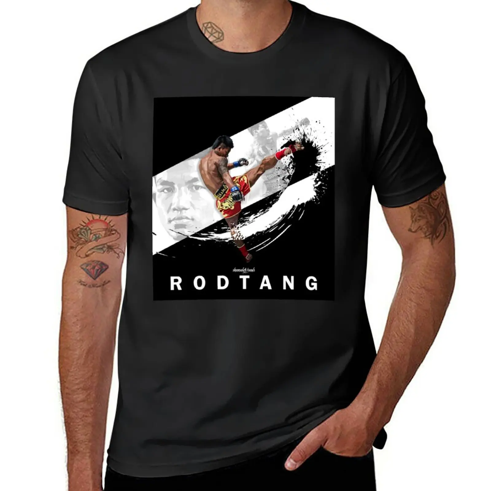 RODTANG Muaythai black and white Artwork by shunsukevisuals T-Shirt hippie clothes summer clothes men t shirts