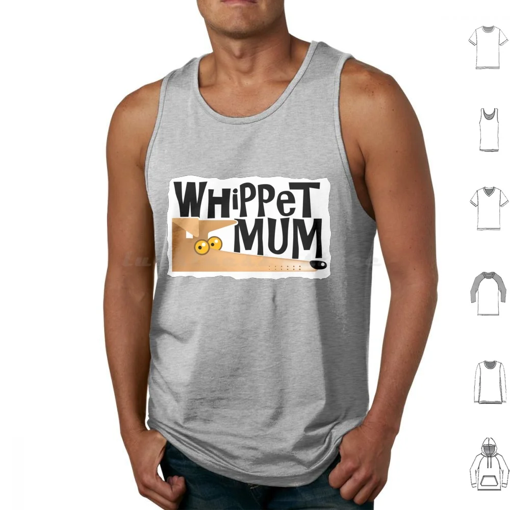 Whippet Mum ( Fawn ) Tank Tops Print Cotton Greyhound Iggy Italian Greyhound Lurcher Whippet Galgo Cartoon Mum Rich