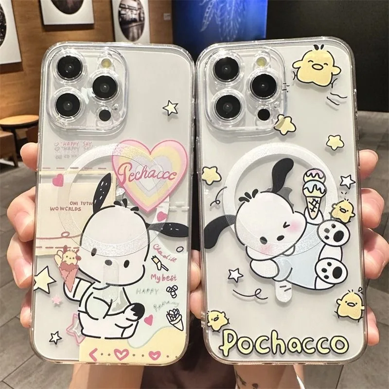 Happy Pacha-Dogs Magsafe Magnetic Phone Case for Samsung Galaxy S24 S23 S22 S21 S20 FE Plus Ultra 5G Soft Clear Tpu Cover