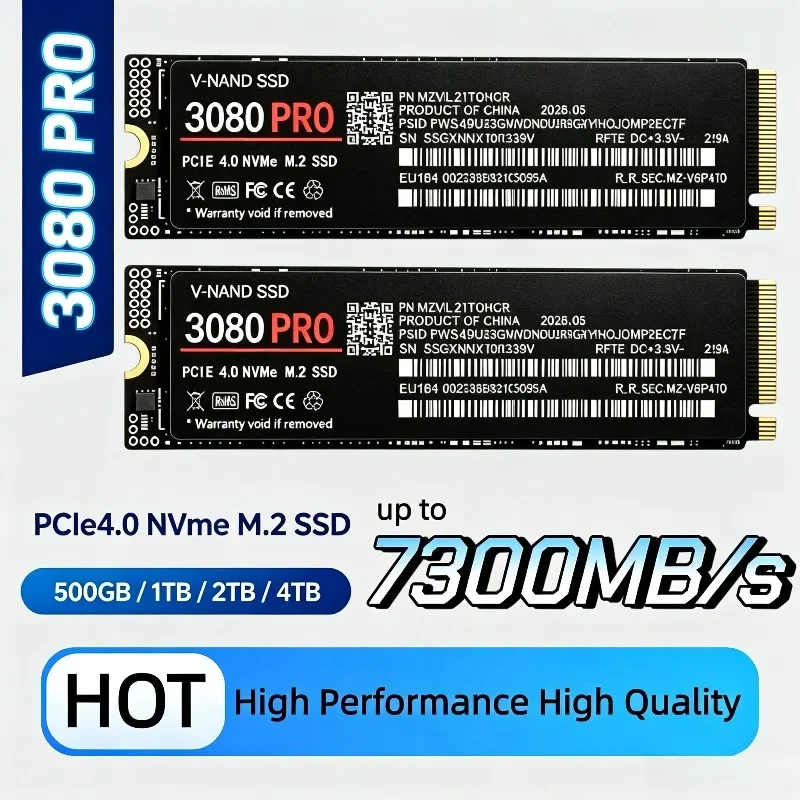 3080 PRO M.2 NVMe SSD 2280 TLC 3D NAND 7300MB/s Internal Solid State Drive 500GB-4TB for Laptop PC Desktop PS5 Gaming.