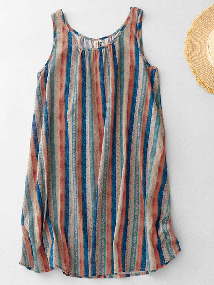 Retro japanische Sle gestreifte Weste Damen Sommer Loose Fit Svel Top Farbe Blo mittellanges Design Pendeln Faion