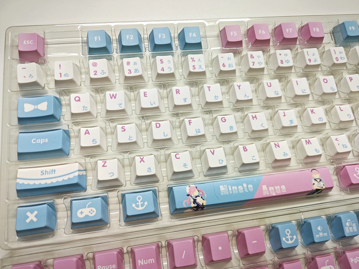 Minato Aqua Key Cap Hololive Vtuber Key Cover PBT DYE Sublimation Cherry MX Cross Axis Switch Keycap for Mechanical Keyboard