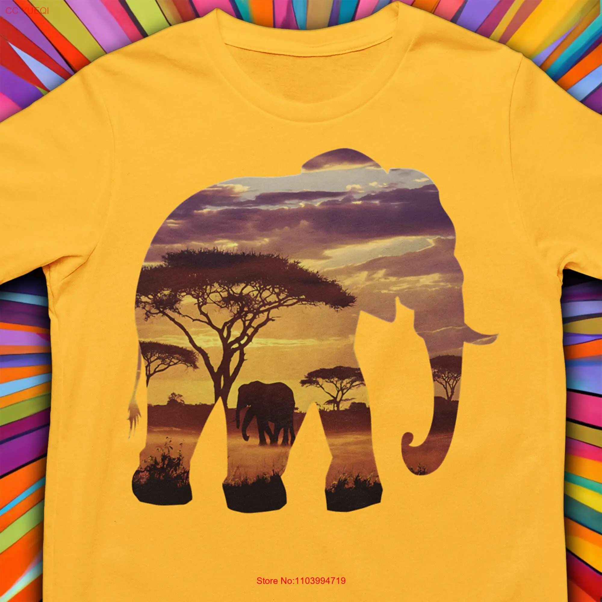 

Dressed Elephant Silhouette African T Shirt ArT Big Wild Best long or short sleeves