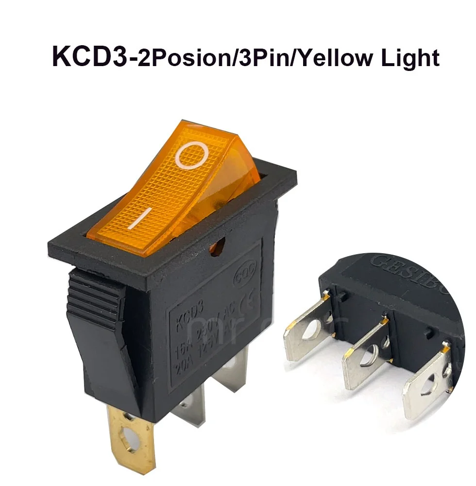 2ポジションkcd3ロッカースイッチ,3ピン電気機器,ライトスイッチ付き