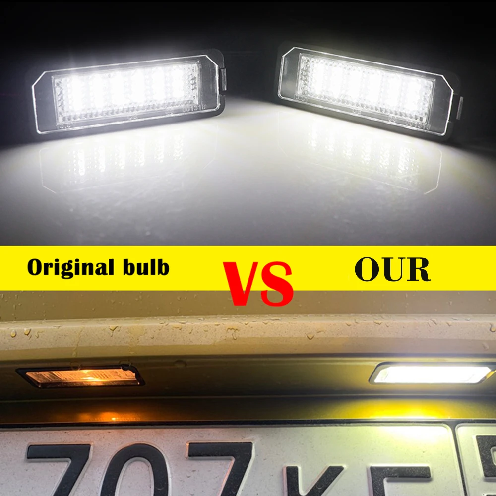 for VW GOLF 4 6 Polo 9N Seat Leon Altea Skoda Touran Transpiarter 12V Car LED Number License Plate Light Lamp Canbus Car Styling