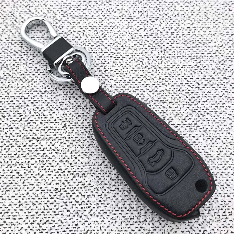 Leather Car Key Cover Case for Ford Focus mustang Explorer Eske Mercury Mountaineer Escape for Lincoln Navigator key Fob Case view 5