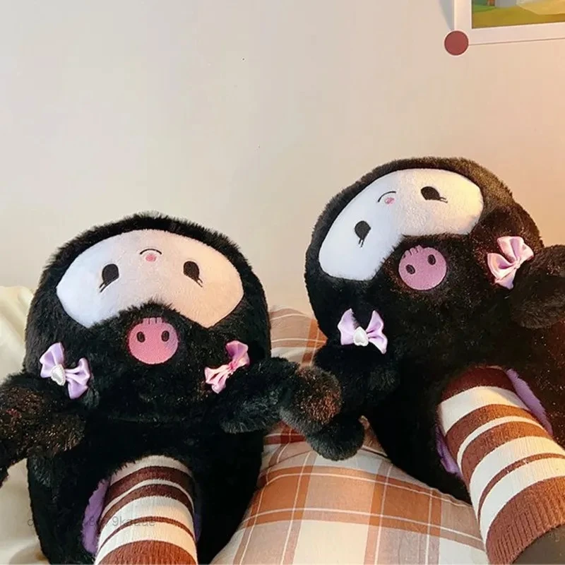 Desenhos animados sanrioed kuromi olá kitty y2k chinelos de pelúcia feminino melodia cinnamoroll anime kawaii inverno casa sapatos de algodão macio menina