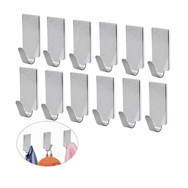 Self-adhesive Hook Stainless Steel Heavy-duty Wall Hook Bathroom Storage Towel Rack Multifunctional Kitchen Rack