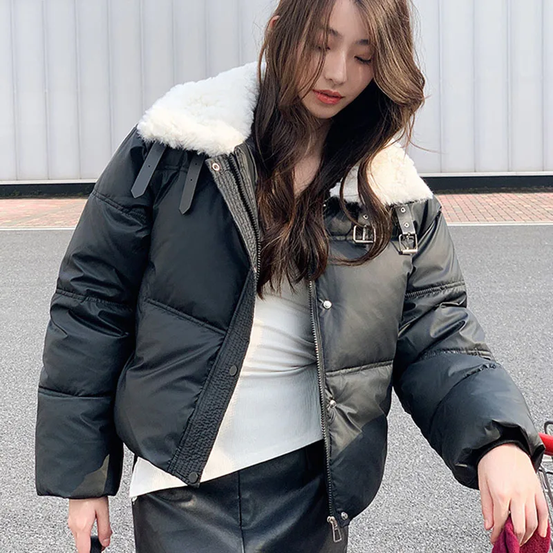 

Fur Collar Loose Parkas Women Winter Coat Korean Fashion Outwear Down Cotton Jackets Female Thicken Casual Winter Women's Jacket