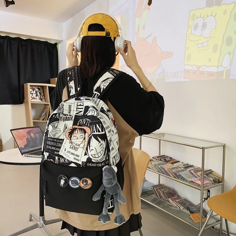 Anime Patterns zaino moda tracolla curva pendolare scuola borsa di tendenza Casual borsa esterna con cerniera morbida ad alta capacità