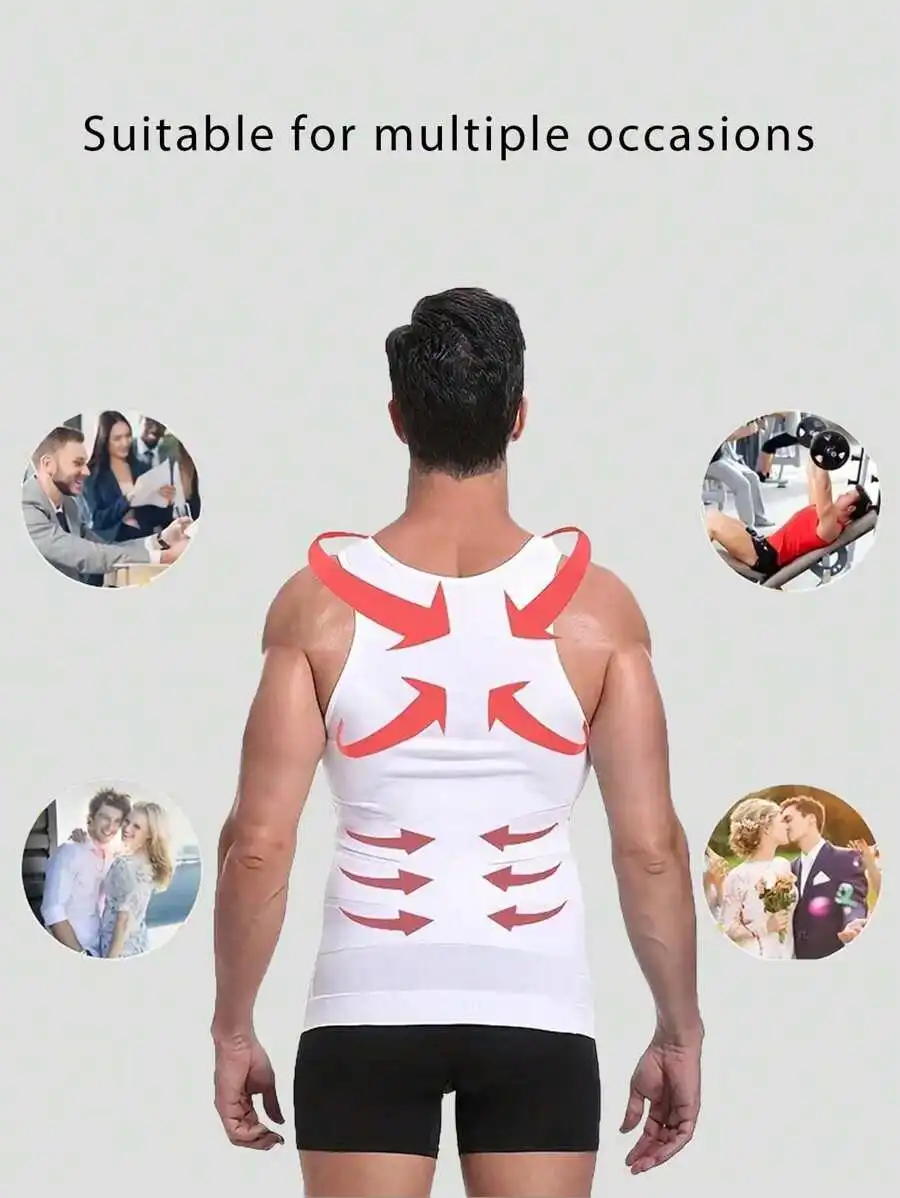 

Mens Compression Tank Top Body Shaper Gym Workout Sleeveless Abdomen Slimming Vest Tummy Control