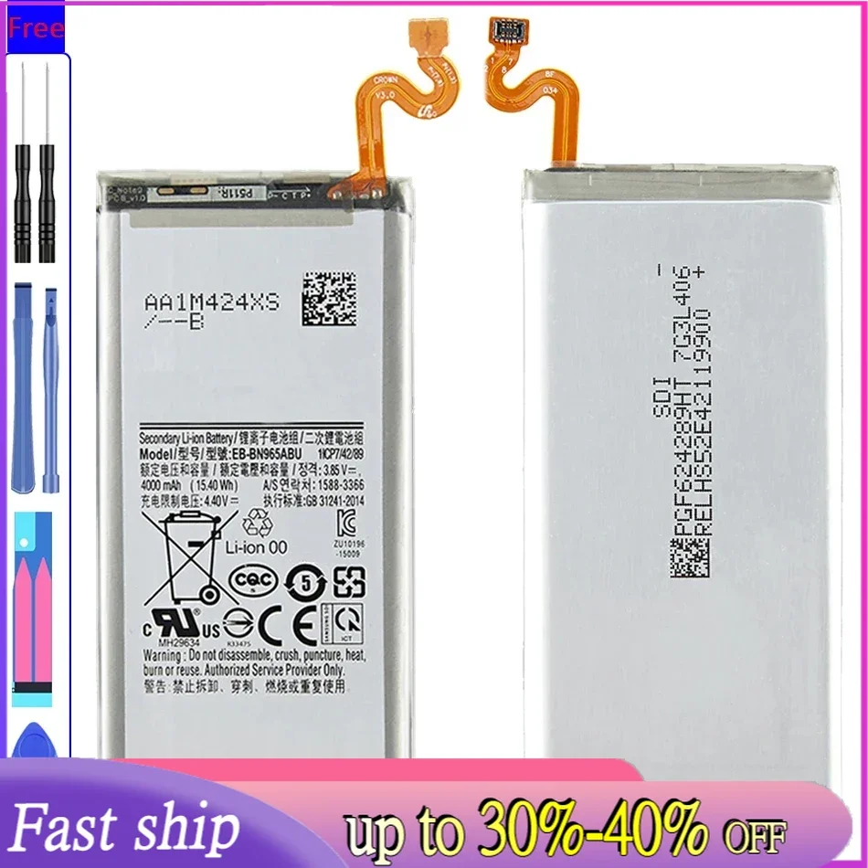 

Battery EB-BN965ABU 4000Mah For Samsung Galaxy Note9 Note 9 N9600 SM-N9600 SM-N960F Bateria + Tools