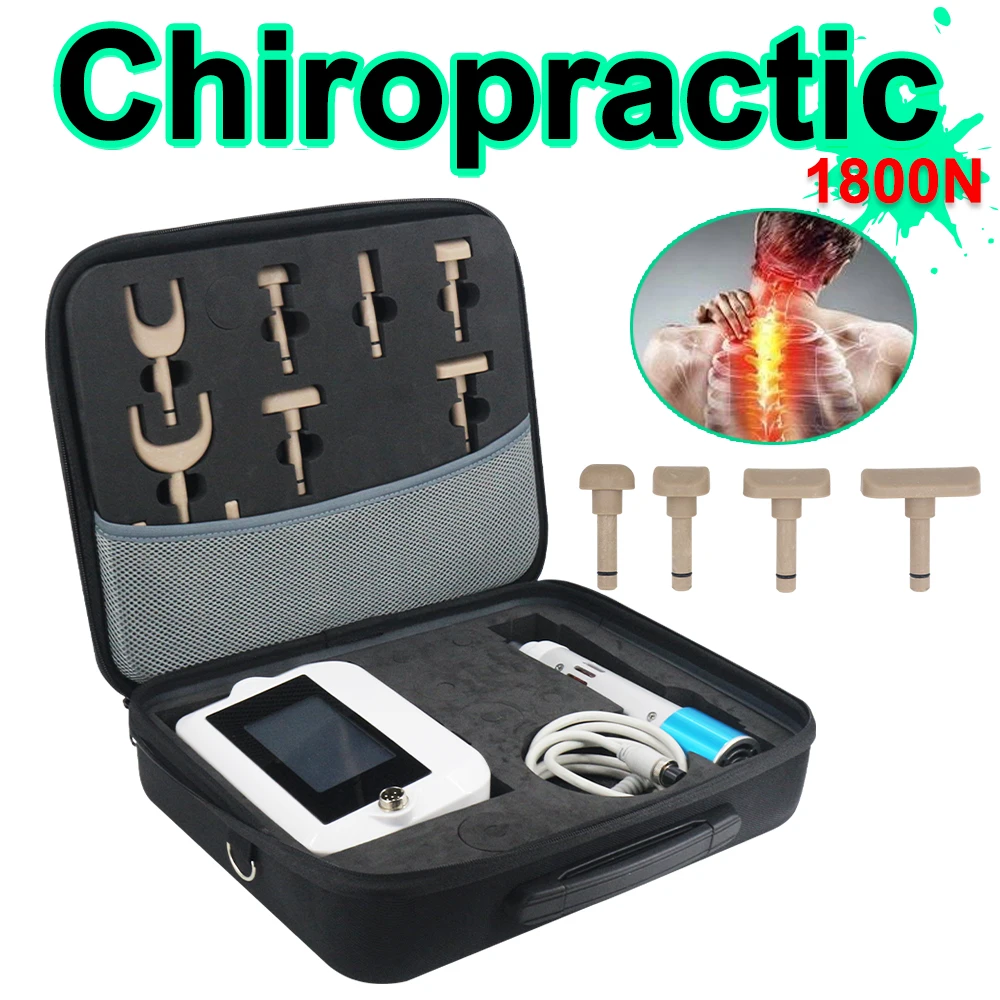 

Профессиональный хиропрактический пистолет 1800N с 10 насадками, регулируемой силой, для массажа поясницы и хиропрактической коррекции, хит продаж 2026 года