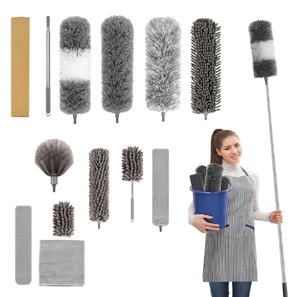 

2023 Telescopic Cleaning Duster Brush Extended Long Crevice Spider Web Microfiber Brushes Bendable Household Dust Clean Remover