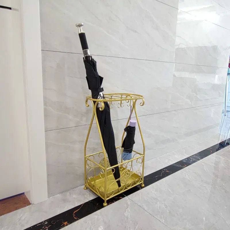 Iron Umbrella Stand for Home Or Reception Entryway Hotel Lobby Floor Metal Rain Organizer Umbrella Holder