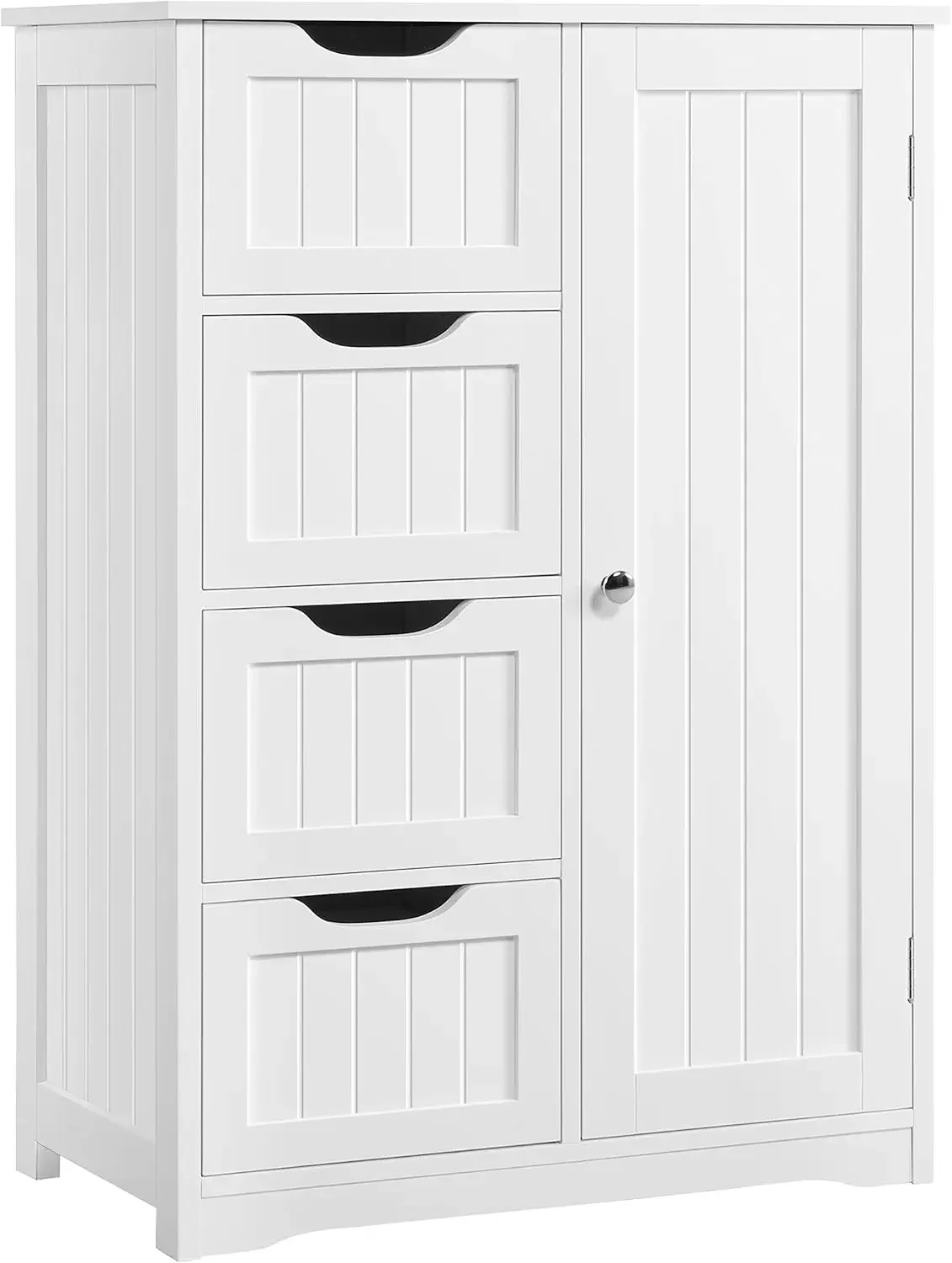 Large Bathroom Floor Cabinet with 4 Dawers and Single Door Cabinet, Freestanding Storage Cabinet Organizer for Bathroom