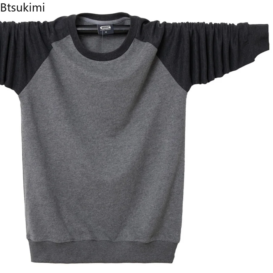 Plus Size 6XL Men's Clothing Autumn Winter New Long Sleeve Fleece Lining Warm Hoodies Fashion Color Blocking Casual Sweatshirts