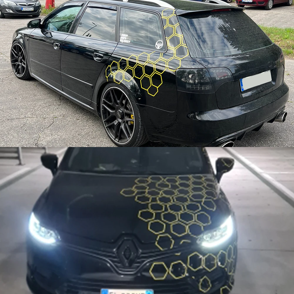 Auto Grafiken Waben Offenen Stil Aufkleber Auto Decor Tuning Auto Seite Aufkleber Für Audi BMW Ford Kia Renault Hyundai Fiat Subaru – Detail 5