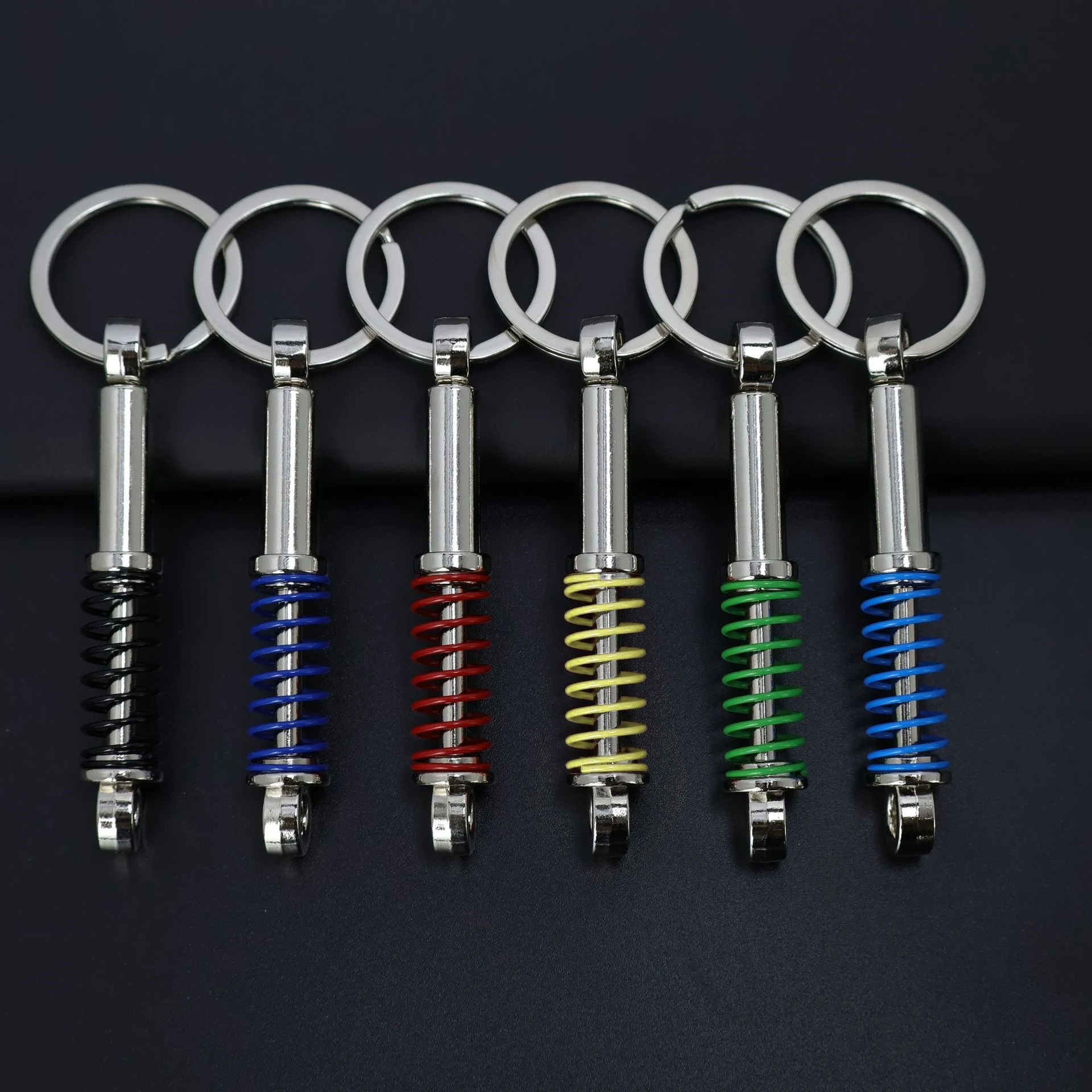 Men's Prefer Gift Personalized Keychain with Shock Absorber Decompression Imitation Vehicle Parts Pendant Unusual Design Keyring